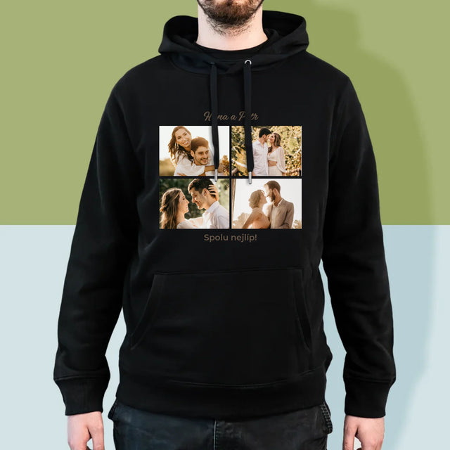 Fotokoláž: Spolu Nejlíp Koláž Z Fotografií - Pánská Mikina S Kapuci