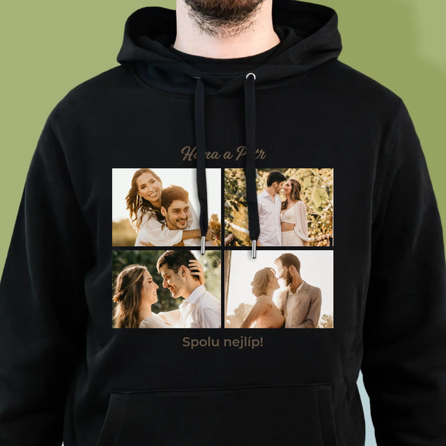 Fotokoláž: Spolu Nejlíp Koláž Z Fotografií - Pánská Mikina S Kapuci