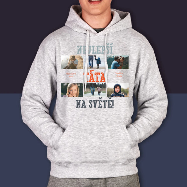Fotokoláž: Nejlepší Táta Na Světě Snímky - Pánská Mikina S Kapuci