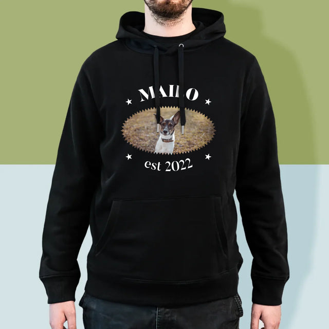 Fotografie a popisek: Pies Established - Pánská mikina s kapucí | Německo