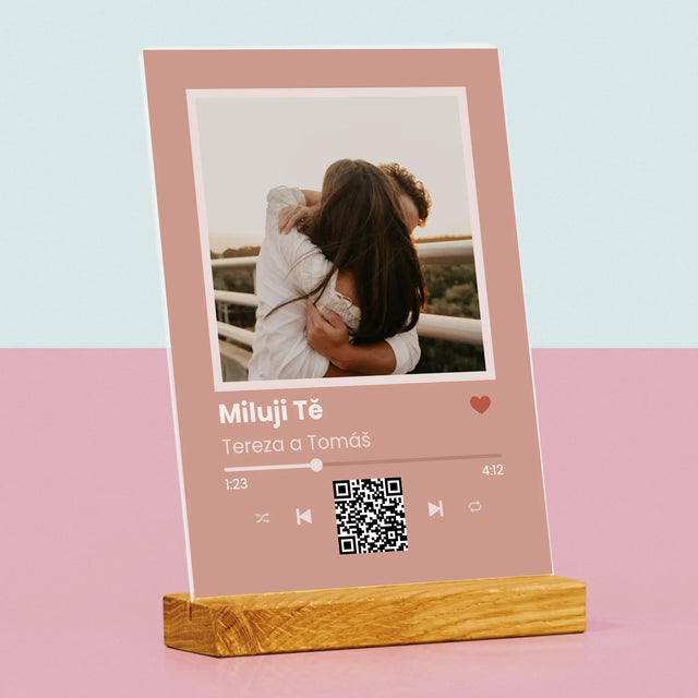 Fotka A Textem: Tvoje Písnička Na Qr - Tisk Na Akrylovém Skle