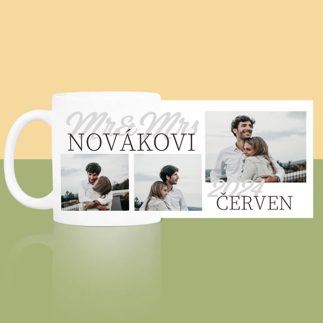 Fotokoláž: Mr&Mrs Datum - Hrnek