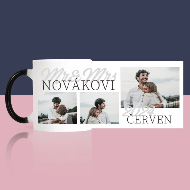 Fotokoláž: Mr&Mrs Datum - Hrnek