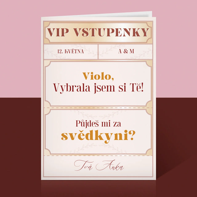 Jméno A Nápis: Vip Vstupenky Svědkyně - Přání