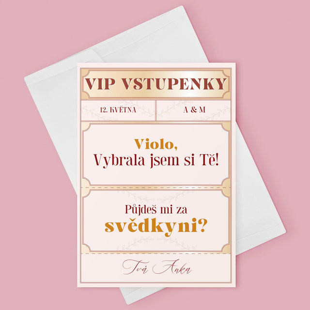 Jméno A Nápis: Vip Vstupenky Svědkyně - Přání