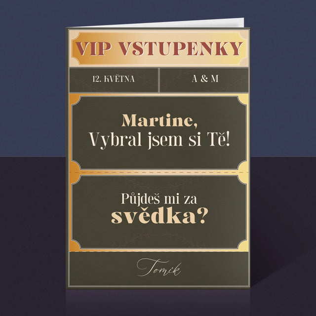 Jméno A Nápis: Vip Vstupenky Svědek - Přání
