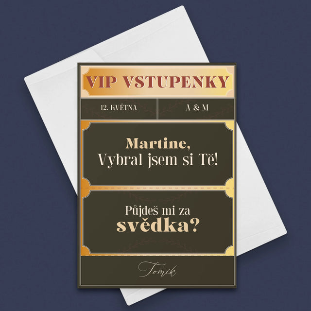 Jméno A Nápis: Vip Vstupenky Svědek - Přání