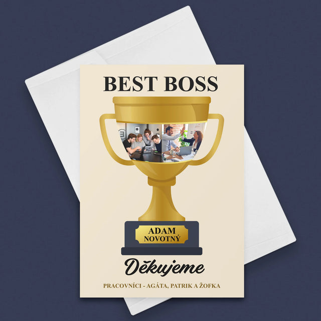 Fotokoláž: Best Boss Pohár - Přání