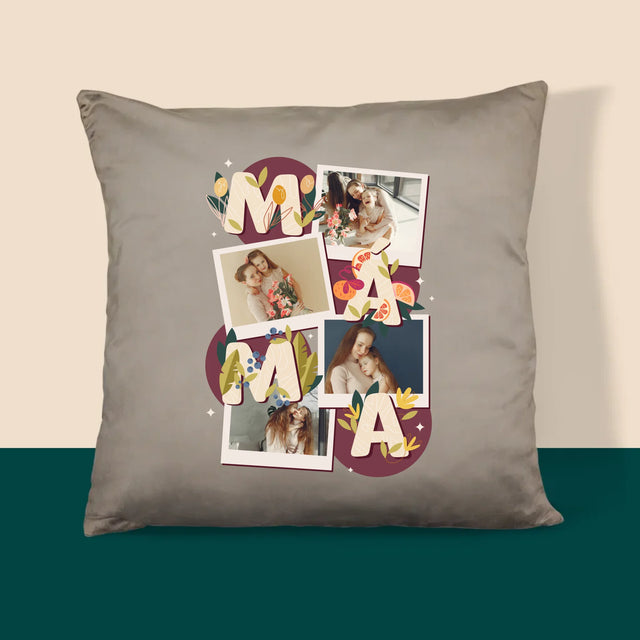 Fotokoláž: Písmenka Máma - Polštář