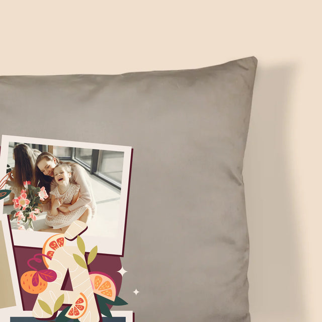 Fotokoláž: Písmenka Máma - Polštář