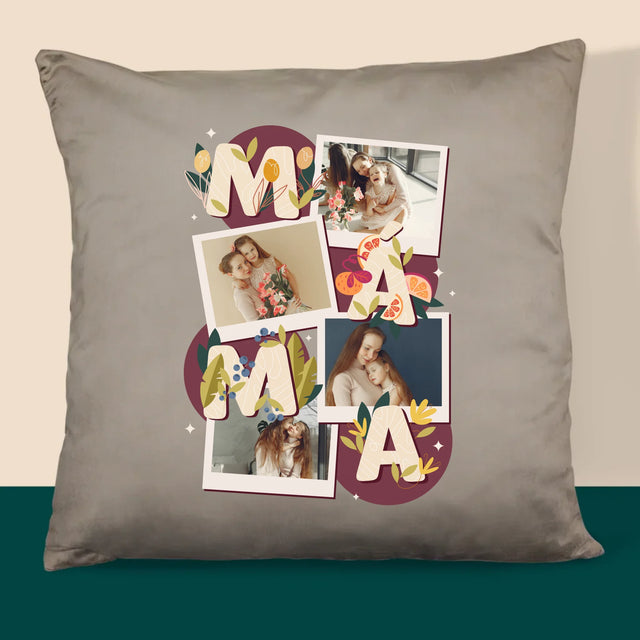 Fotokoláž: Písmenka Máma - Polštář