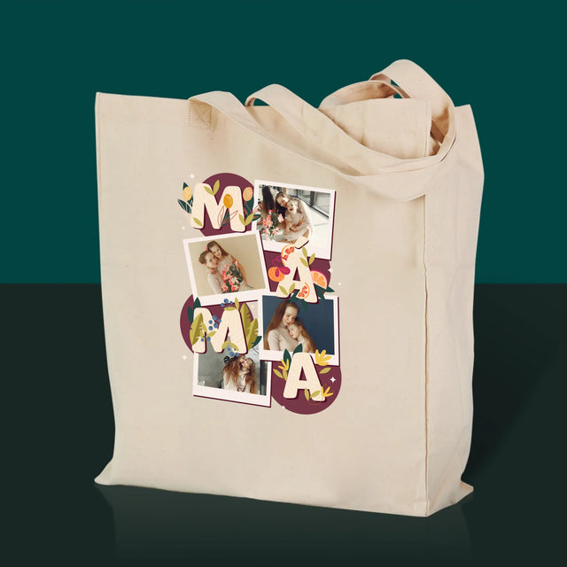 Fotokoláž: Písmenka Máma - Plátěná Taška