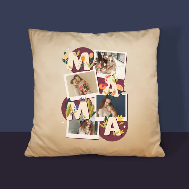 Fotokoláž: Písmenka Máma - Polštář