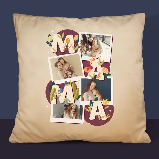 Fotokoláž: Písmenka Máma - Polštář