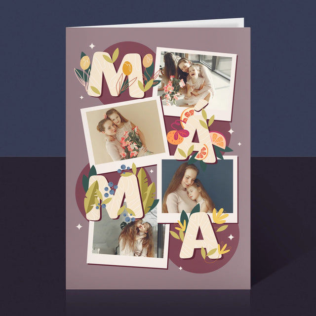 Fotokoláž: Písmenka Máma - Přání