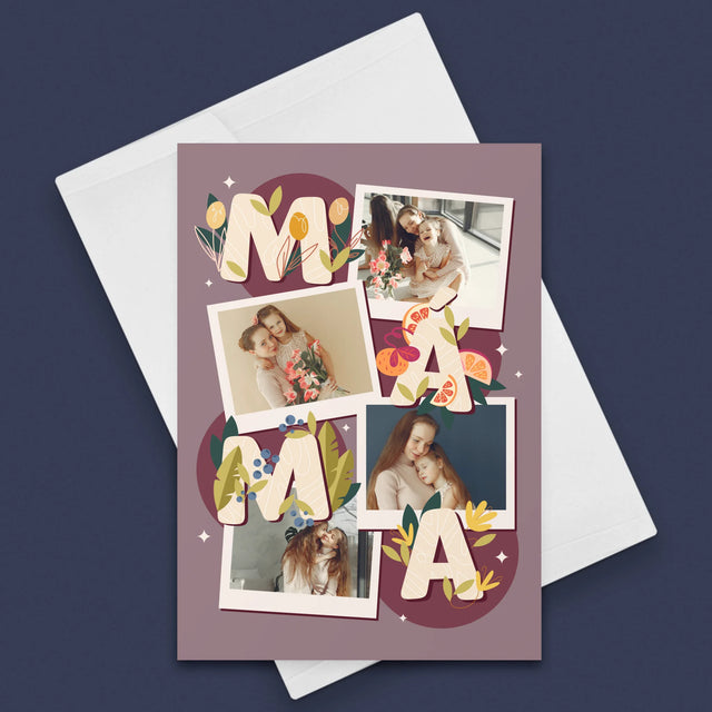 Fotokoláž: Písmenka Máma - Přání