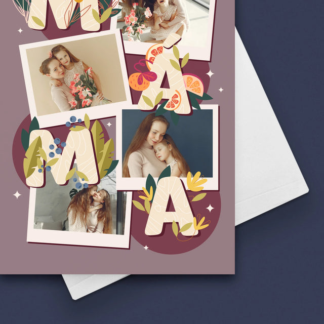 Fotokoláž: Písmenka Máma - Přání