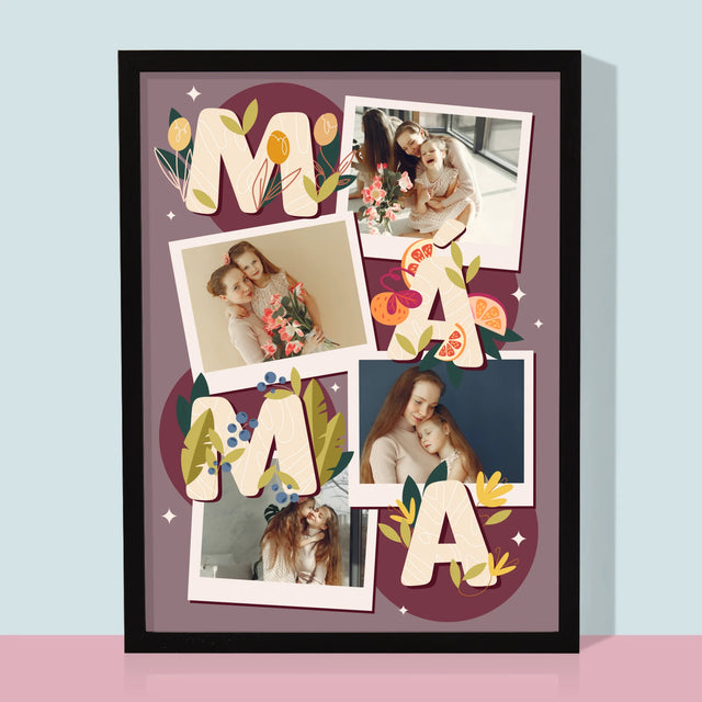 Fotokoláž: Písmenka Máma - Tisk V Rámečku