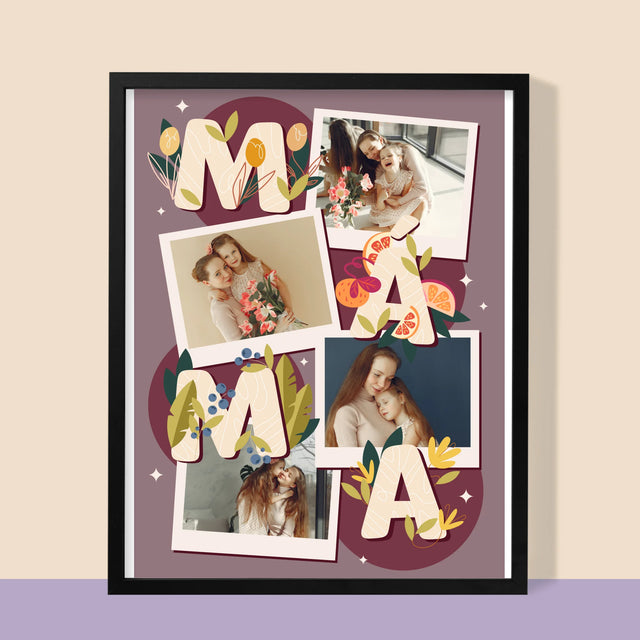 Fotokoláž: Písmenka Máma - Tisk V Rámečku