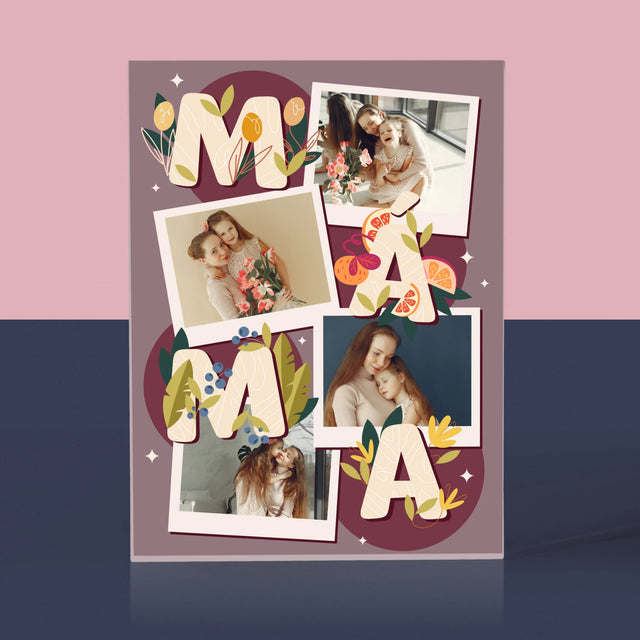Fotokoláž: Písmenka Máma - Akrylový Blok