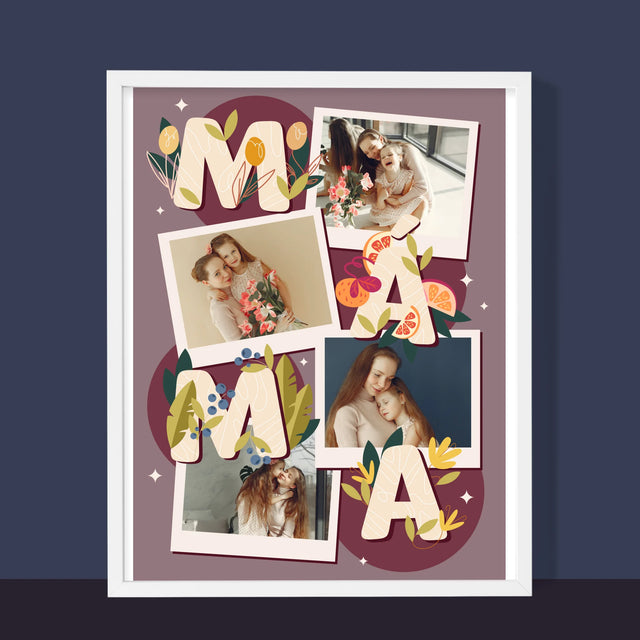 Fotokoláž: Písmenka Máma - Tisk V Rámečku
