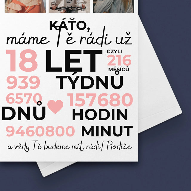 Fotokoláž: Máme Tě Rádi Už 18 Let - Přání