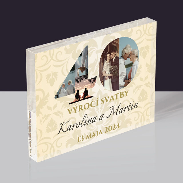 Slovo Z Fotek: 40. Výročí Svatby - Akrylový Blok