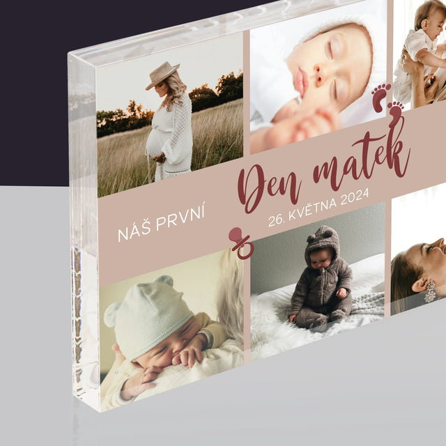 Fotokoláž: Náš První Den Matek - Akrylový Blok