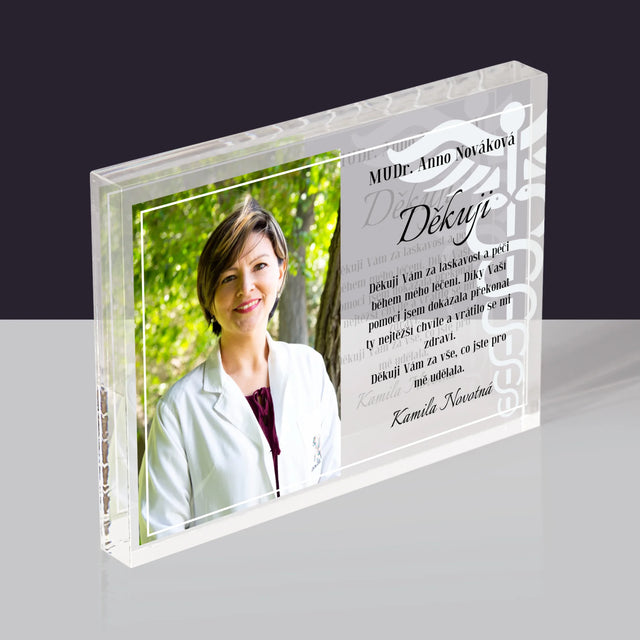 Fotka A Textem: Doktore, Děkuji - Akrylový Blok
