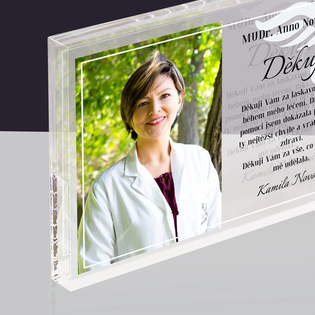 Fotka A Textem: Doktore, Děkuji - Akrylový Blok