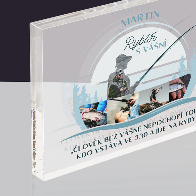 Tvar Z Fotek: Rybář S Vášní - Akrylový Blok