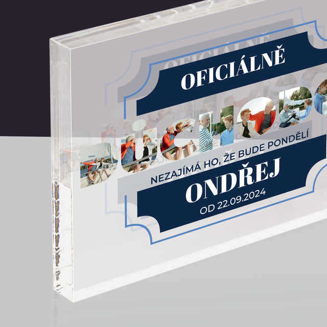 Slovo Z Fotek: Oficiálně Důchodce - Akrylový Blok