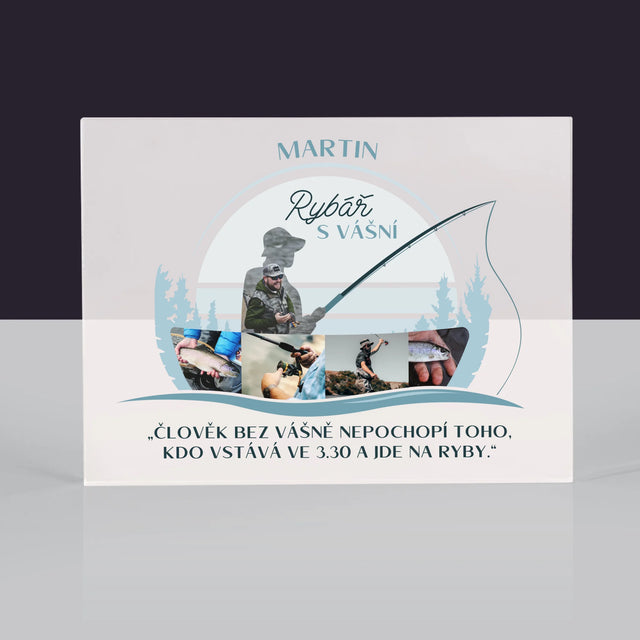 Tvar Z Fotek: Rybář S Vášní - Akrylový Blok