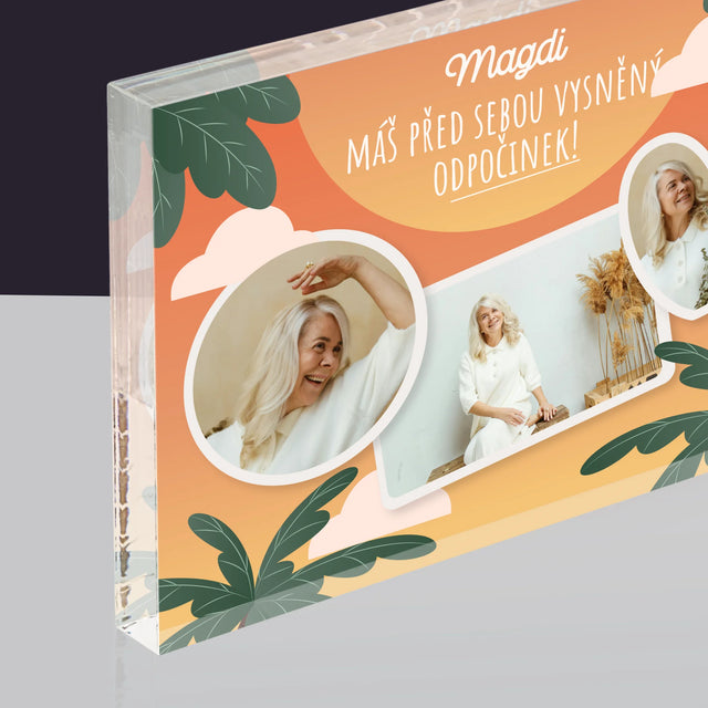 Fotokoláž: Vysněný Odpočinek - Akrylový Blok