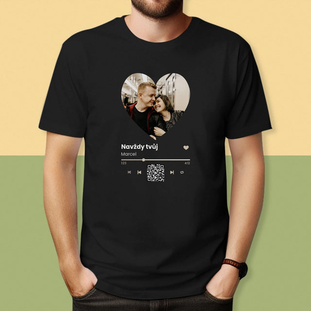 Fotka A Textem: Naše Píseň Na Qr - Pánské Tričko