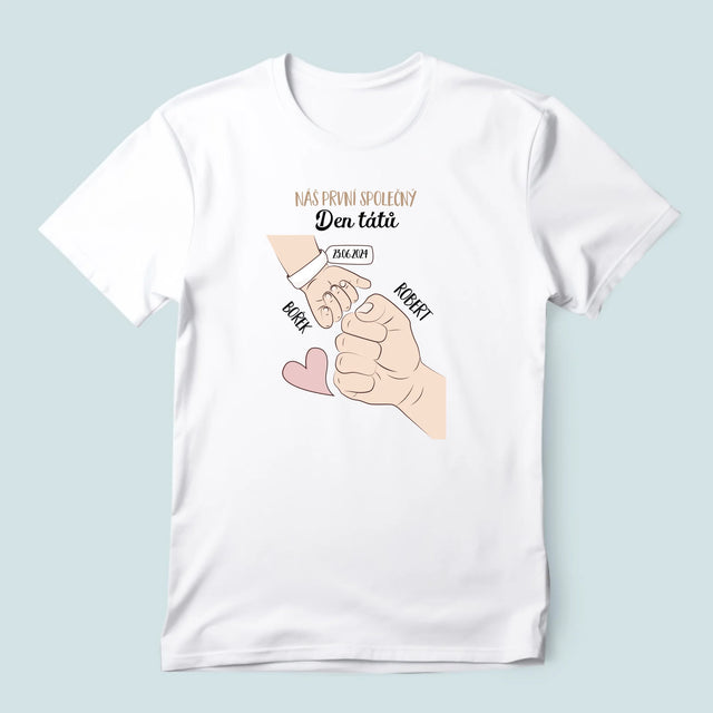 Jméno A Nápis: První Společný Den Tátů - Pánské Tričko