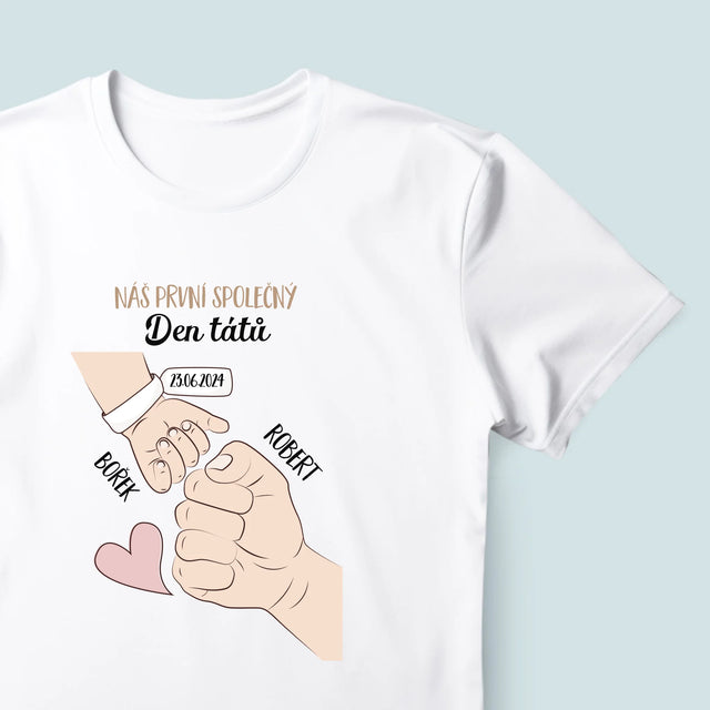 Jméno A Nápis: První Společný Den Tátů - Pánské Tričko
