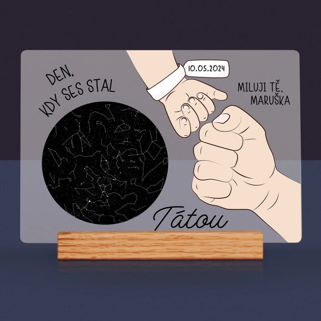 Hvězdná Mapa: Den, Kdy Ses Stal Tátou - Tisk Na Akrylovém Skle