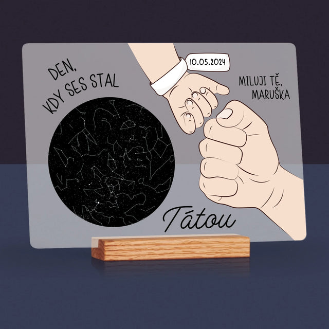 Hvězdná Mapa: Den, Kdy Ses Stal Tátou - Tisk Na Akrylovém Skle
