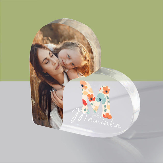 Fotokoláž: M Jako Maminka - Akrylový Blok Srdce