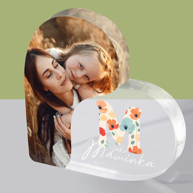 Fotokoláž: M Jako Maminka - Akrylový Blok Srdce