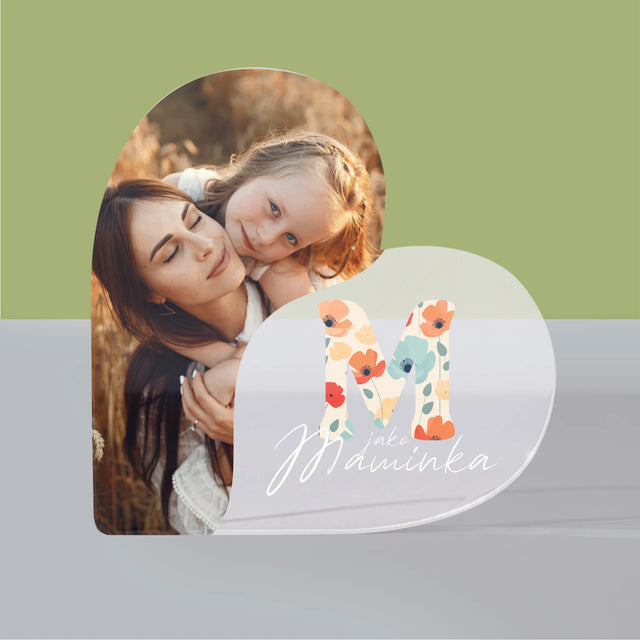 Fotokoláž: M Jako Maminka - Akrylový Blok Srdce