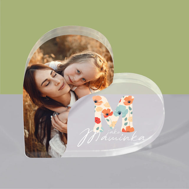Fotokoláž: M Jako Maminka - Akrylový Blok Srdce