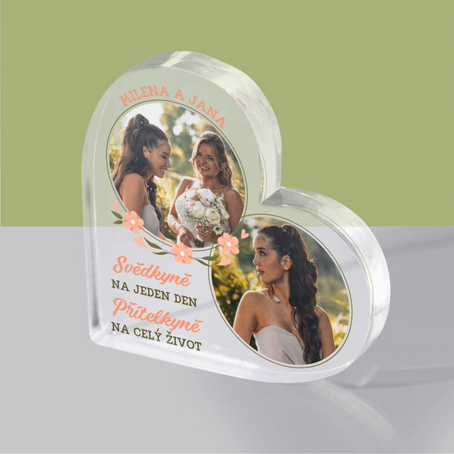 Fotka A Textem: Svědkyně Na Jeden Den - Akrylový Blok Srdce