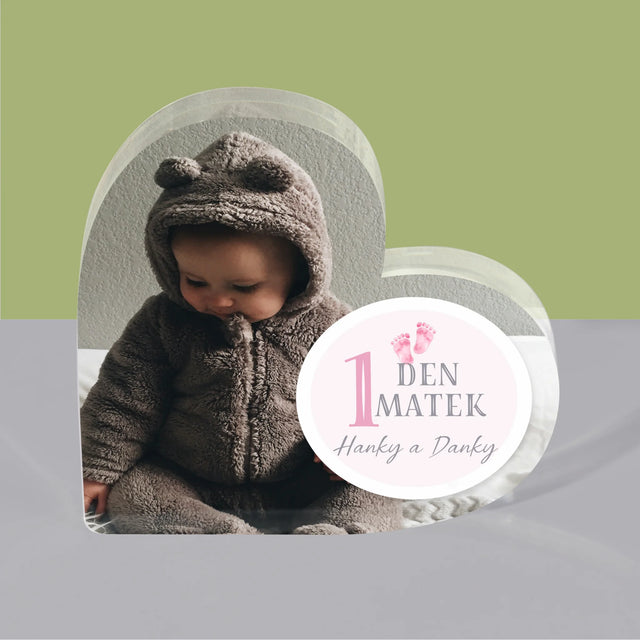 Fotokoláž: První Den Matek - Akrylový Blok Srdce