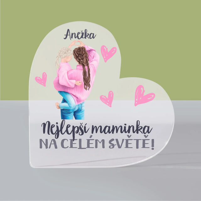 Designér Postav: Nejlepší Maminka Na Světě - Akrylový Blok Srdce