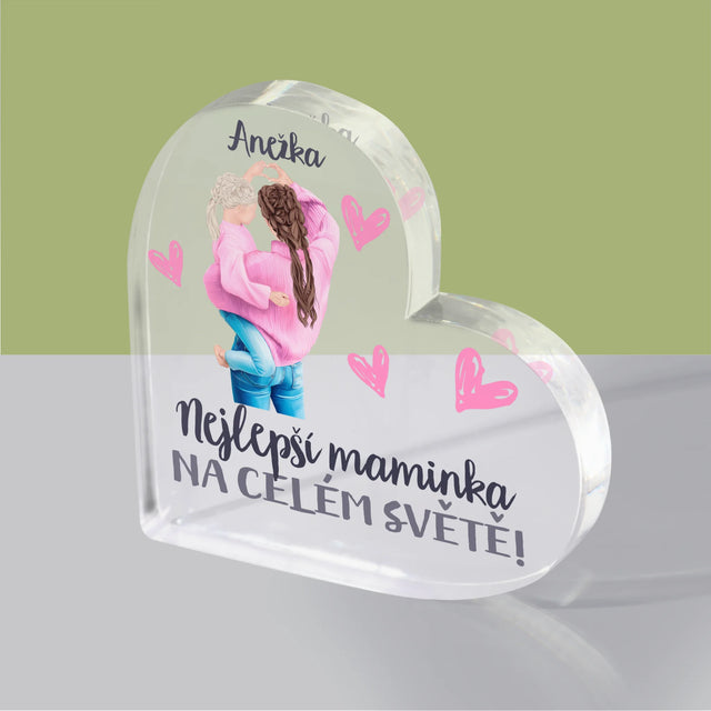 Designér Postav: Nejlepší Maminka Na Světě - Akrylový Blok Srdce