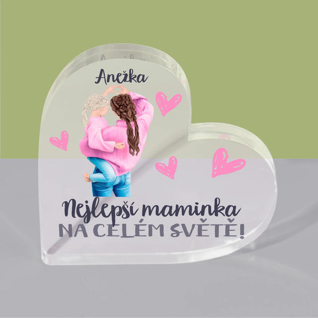 Designér Postav: Nejlepší Maminka Na Světě - Akrylový Blok Srdce