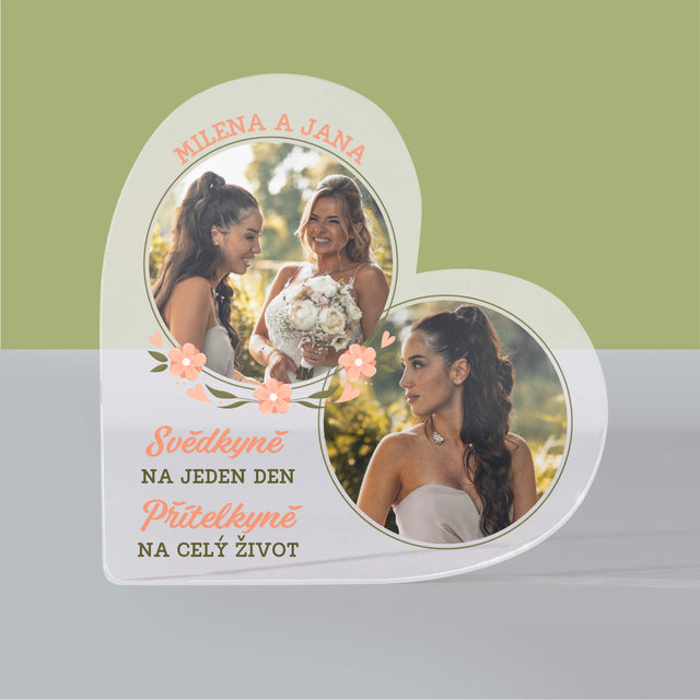 Fotka A Textem: Svědkyně Na Jeden Den - Akrylový Blok Srdce