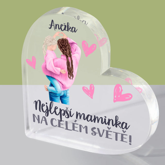 Designér Postav: Nejlepší Maminka Na Světě - Akrylový Blok Srdce